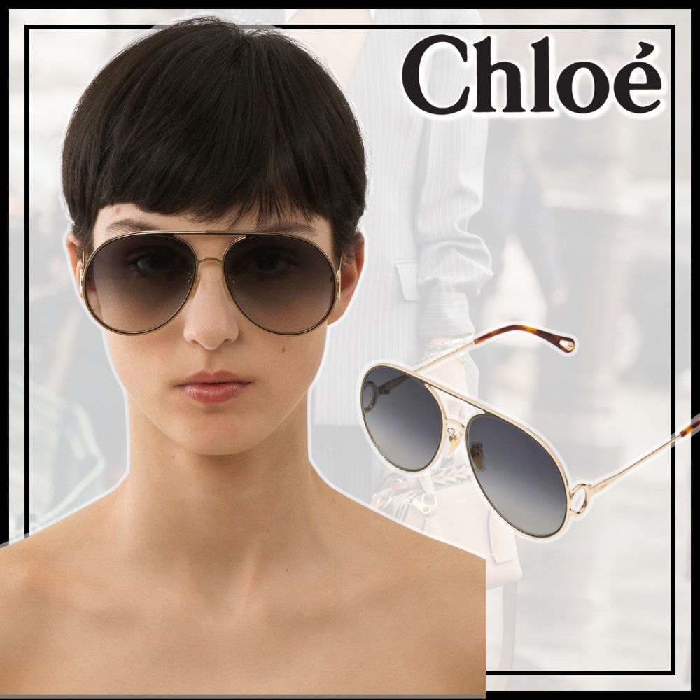 Outlet【Chloe】クロエ☆Gold/Gradi ent Blue サングラス