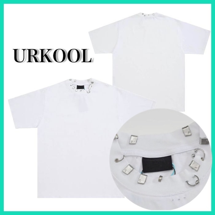 *URKOOL*ピアス装飾ダメージ 半袖 Tシャツ ホワイト*送料込み*