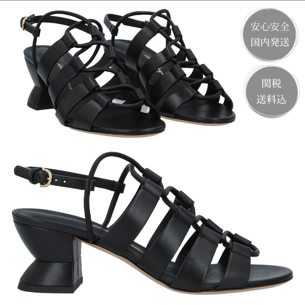 Salvatore Ferragamo フェラガモ レザー サンダル ブラック 関込