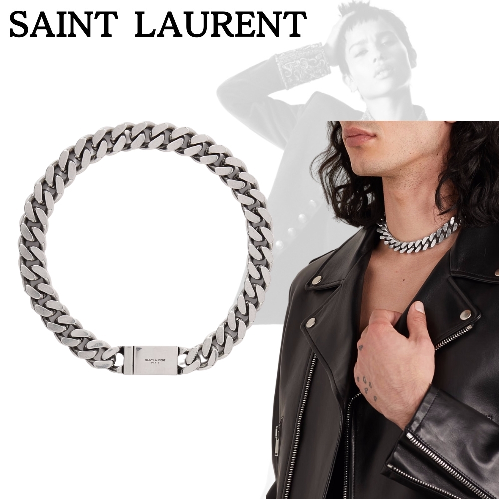 SAINT LAURENT*お目が高い*シルバートーン チェーン ネックレス