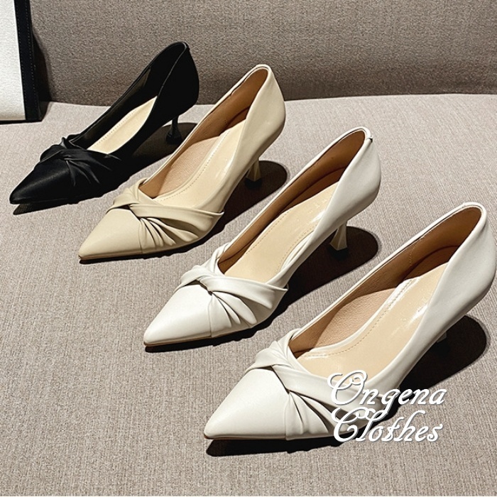 3色 ツイスト パンプス ハイヒール ポインテッドトゥ 5cm/7cｍ