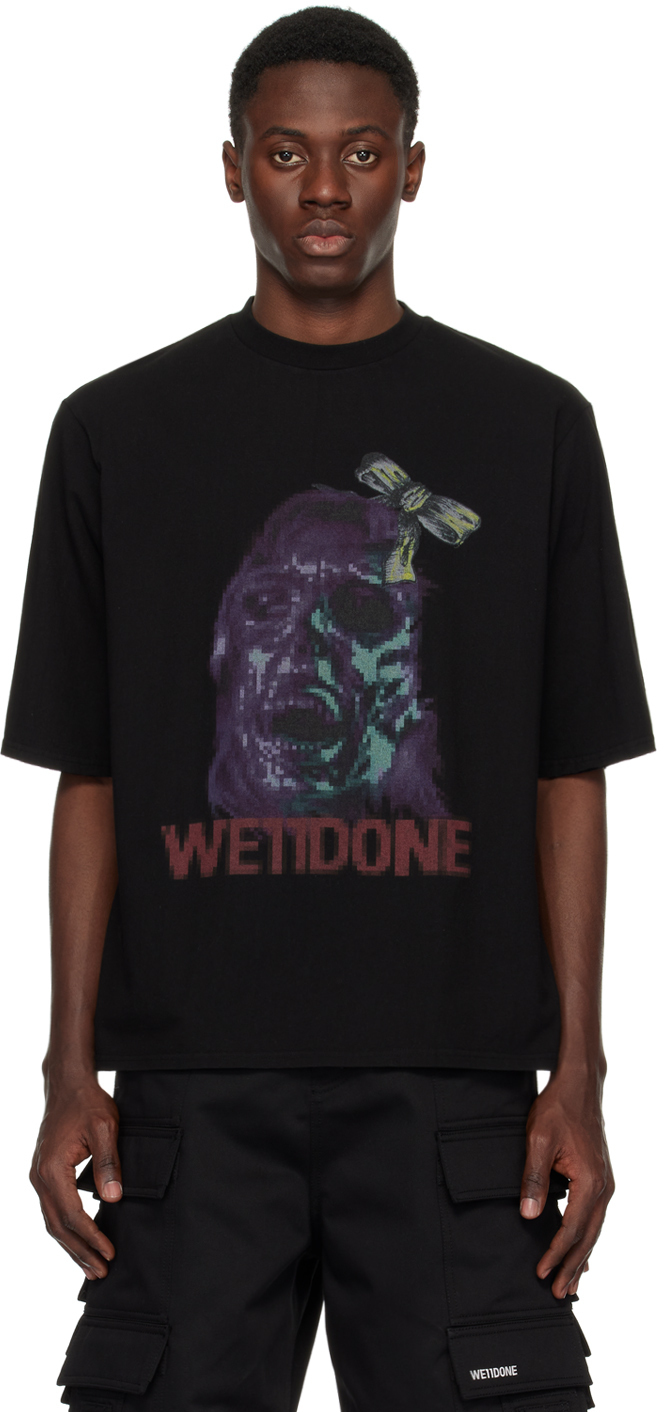 【関税込み】We11done ブラック プリントTシャツ