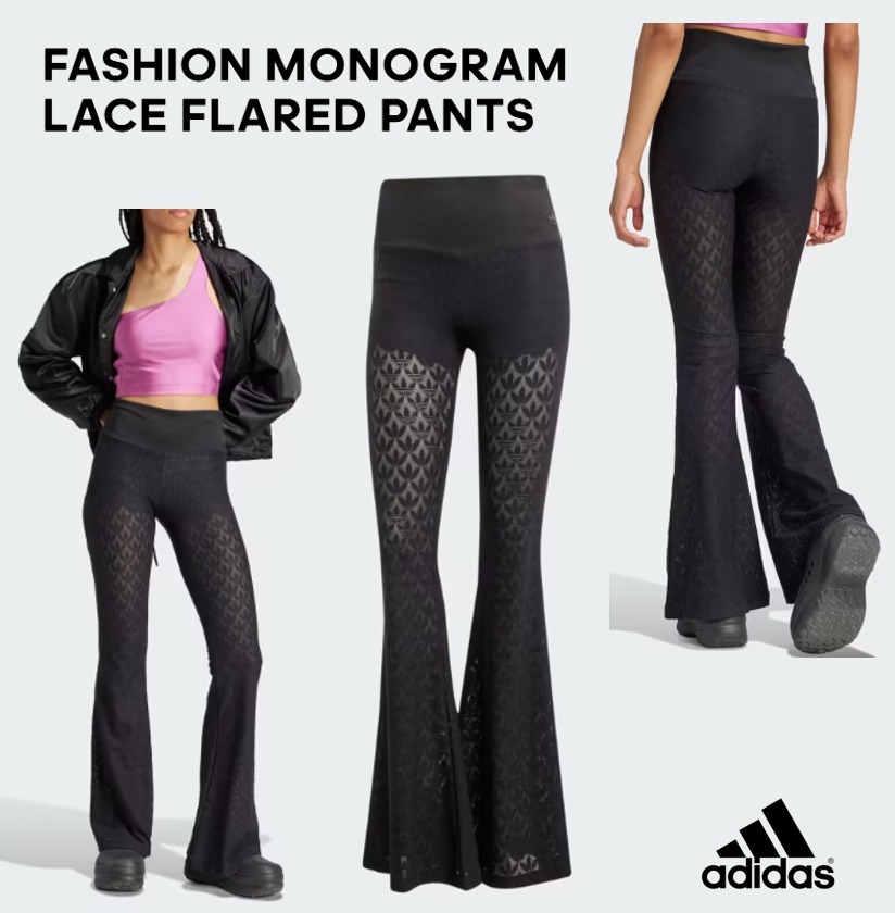 Adidas☆レディースパンツ☆FASHION MONOGRAM LACE FLARED PANTS