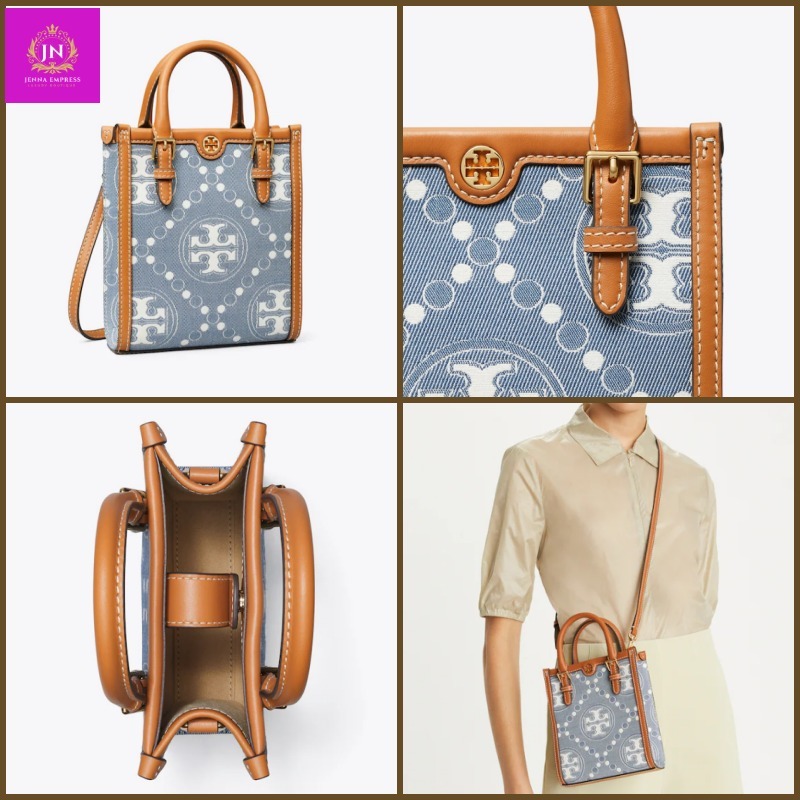 ショルダーバッグ・ポシェット [ToryBurch]T T Monogram Denim Mini N/S Tote Bag
