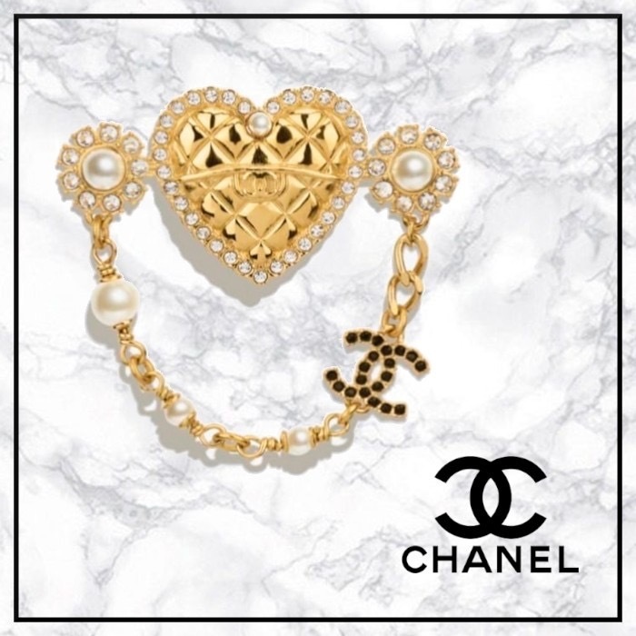 ハートとパールのアンティーク調が可愛い\tCHANEL ブローチ ハートとパールのアンティーク調が可愛いCHANEL ブローチ