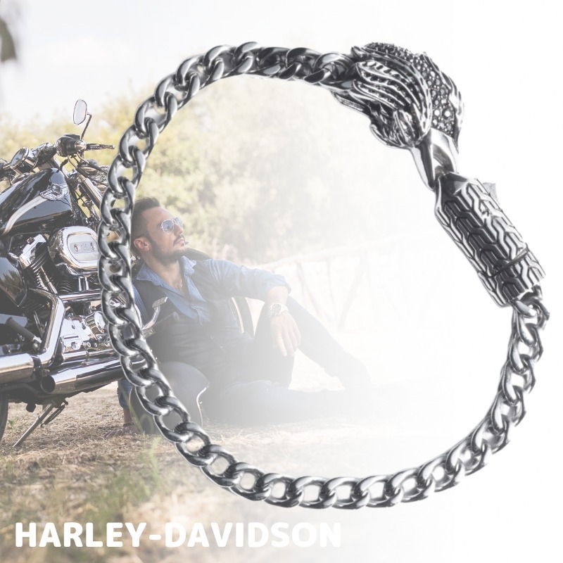 HARLEY DAVIDSON Men's Eagle Chain Link ブレスレット Silver