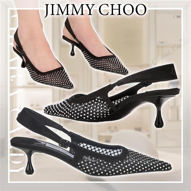 【24SS NEW】Jimmy Choo_woman/ Amel クリスタルネット パンプス