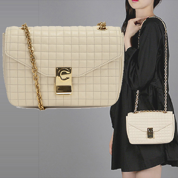 CELINE☆キルティング C ショルダーバッグ ミディアム ベージュ