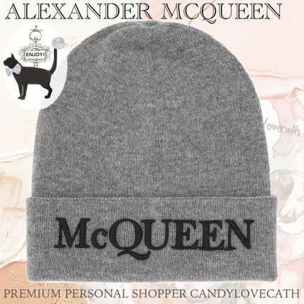 Alexander McQueen ブラック ニット帽 alexander mcqueen(アレキサンダーマックイーン) ニットキャップ