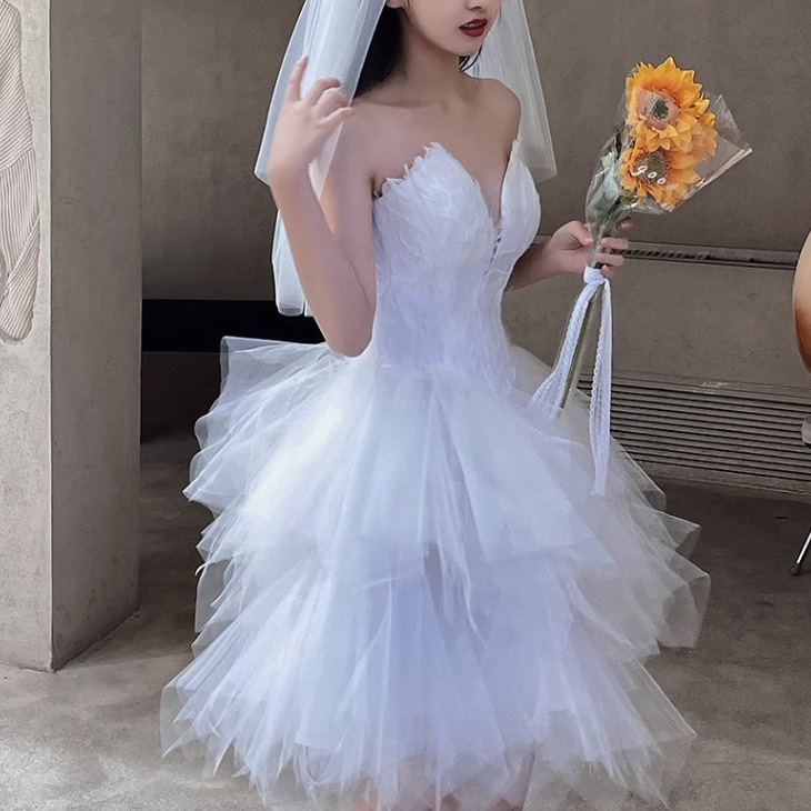 ドレス ショート丈 無地 上品 エレガント パーティー 結婚式