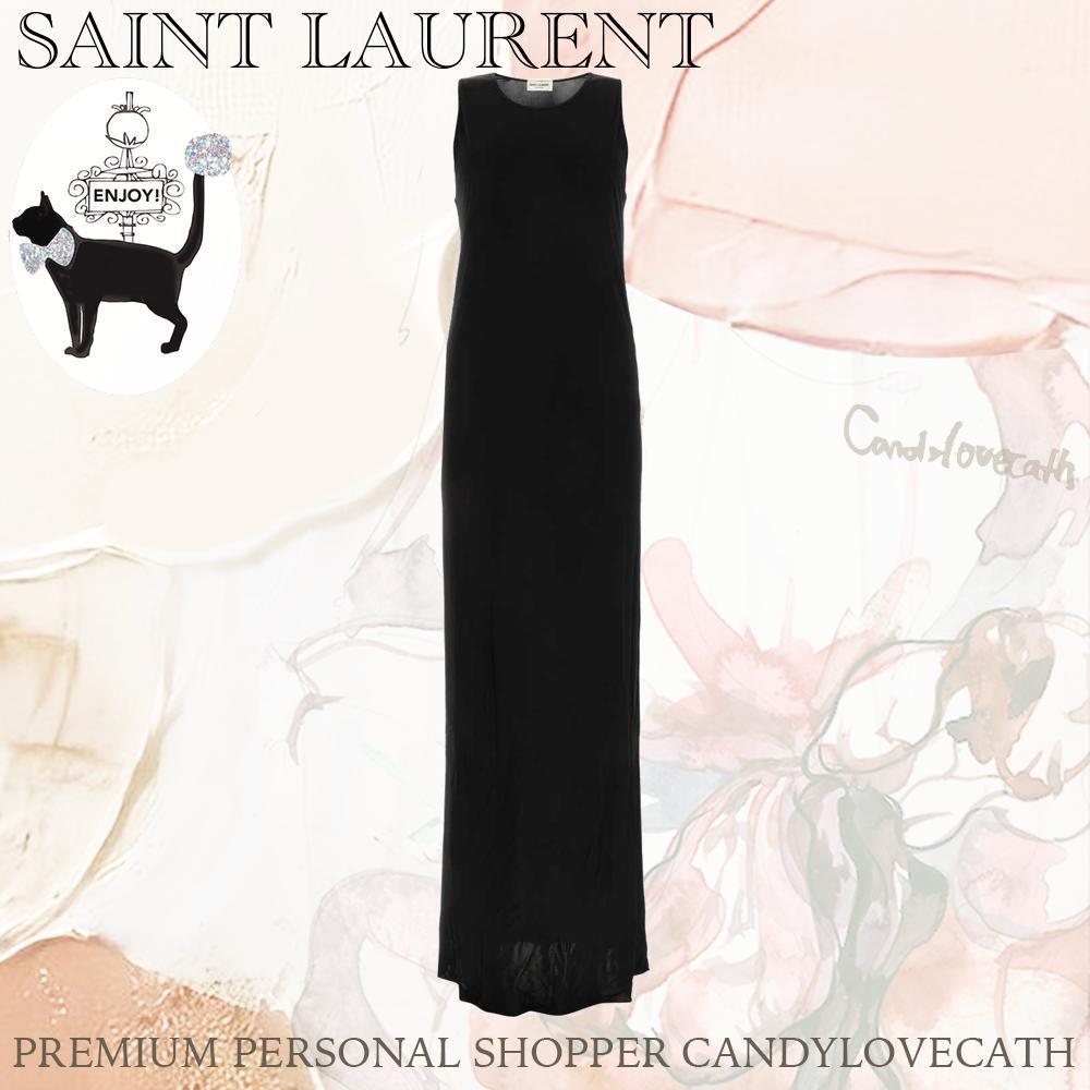 ワンピース SAINT LAURENT Black Viscose Long Dress