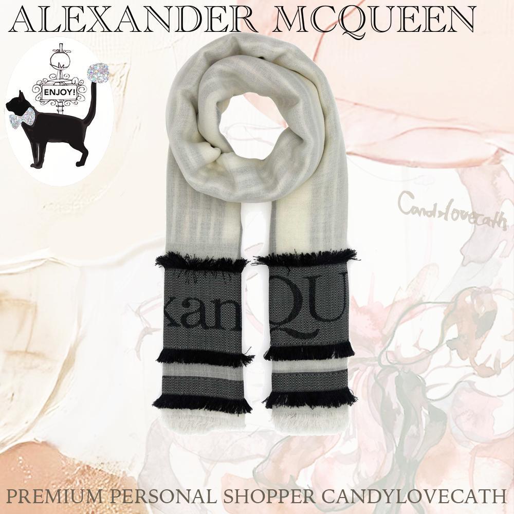 マフラー・ストール ALEXANDER MCQUEEN Ivory Wool Blend Foulard