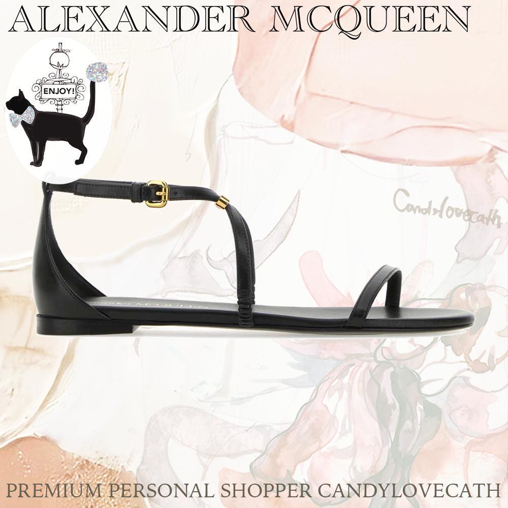 サンダル・ミュール ALEXANDER MCQUEEN Black Leather Sandals