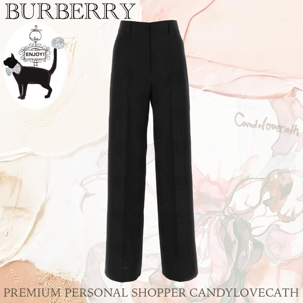 パンツ BURBERRY Black Wool Blend Wide-Leg Pant