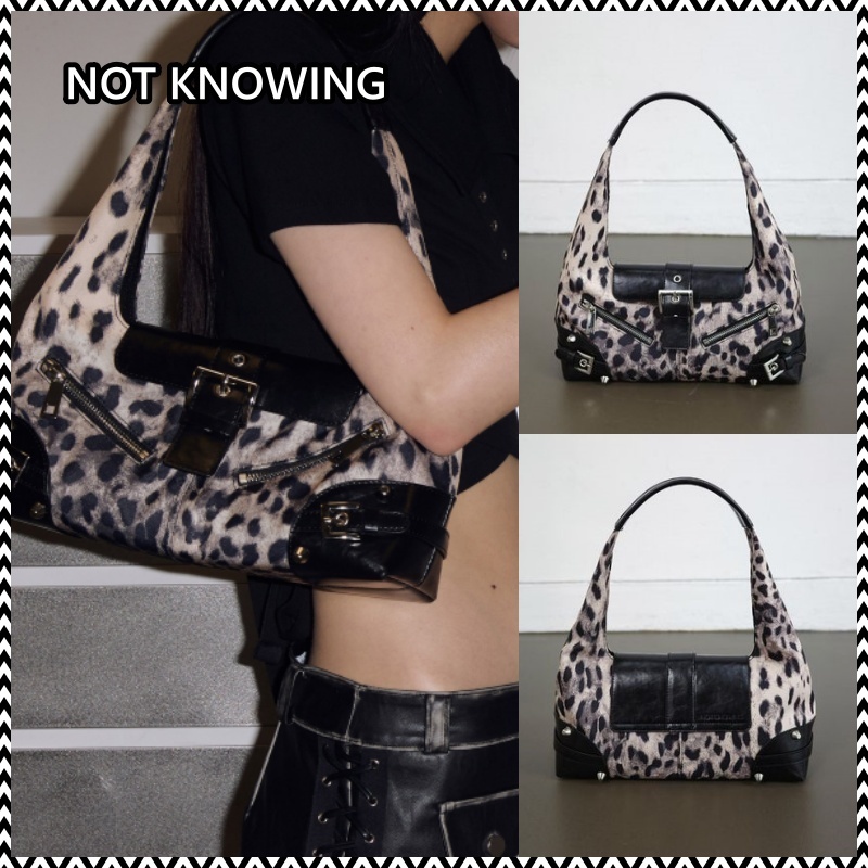 《NOT KNOWING》 Small Moto Hobo Bag LEOPARD