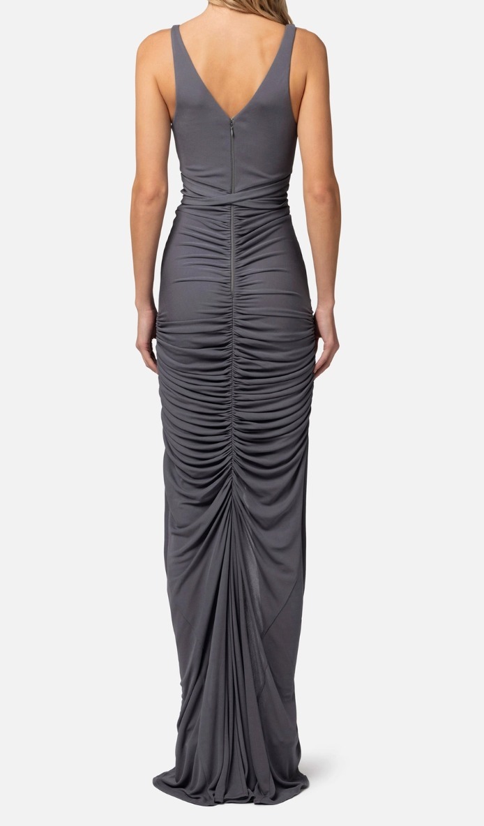 エリザベッタ フランキ レッドカーペットドレス ドレープ サテン 異素材ミックス ELISABETTA FRANCHI(エリザベッタ フランキ