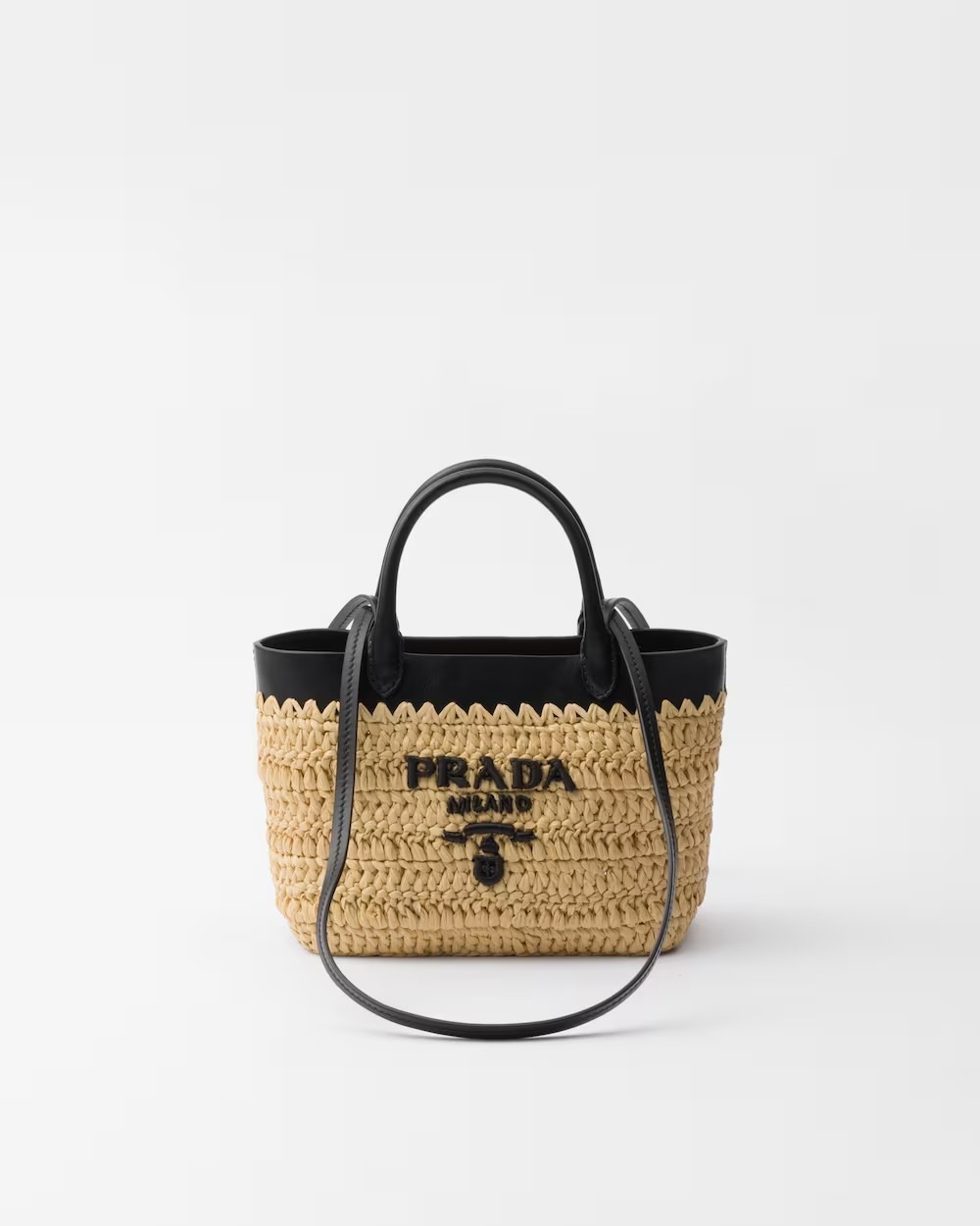 《送料無料》PRADA Mini crochet and leather tote bag