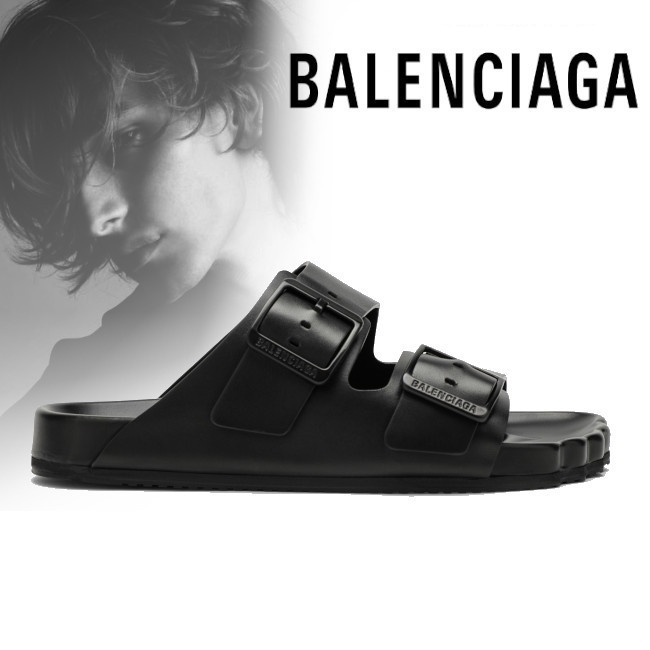 正規店買付【BALENCIAGA】ブラック レザー サンデーサンダル