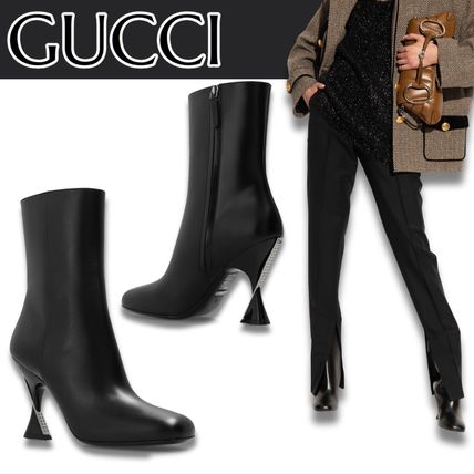 GUCCI ブーティー　ショートブーツ　バンブー　ハイヒール 24SS◇GG モノグラム入り ヒールアンクルブーツ (GUCCI/ショート