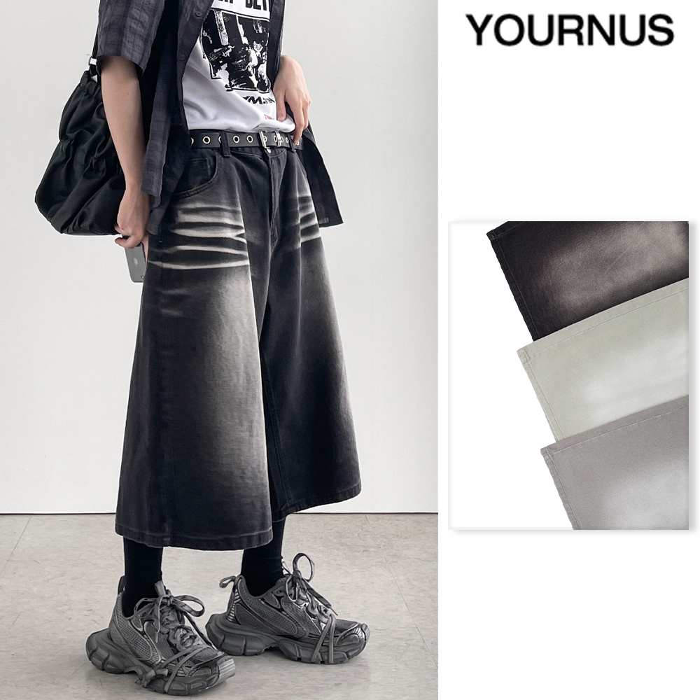 【YOURNUS】Thread Washing Bermuda Denim