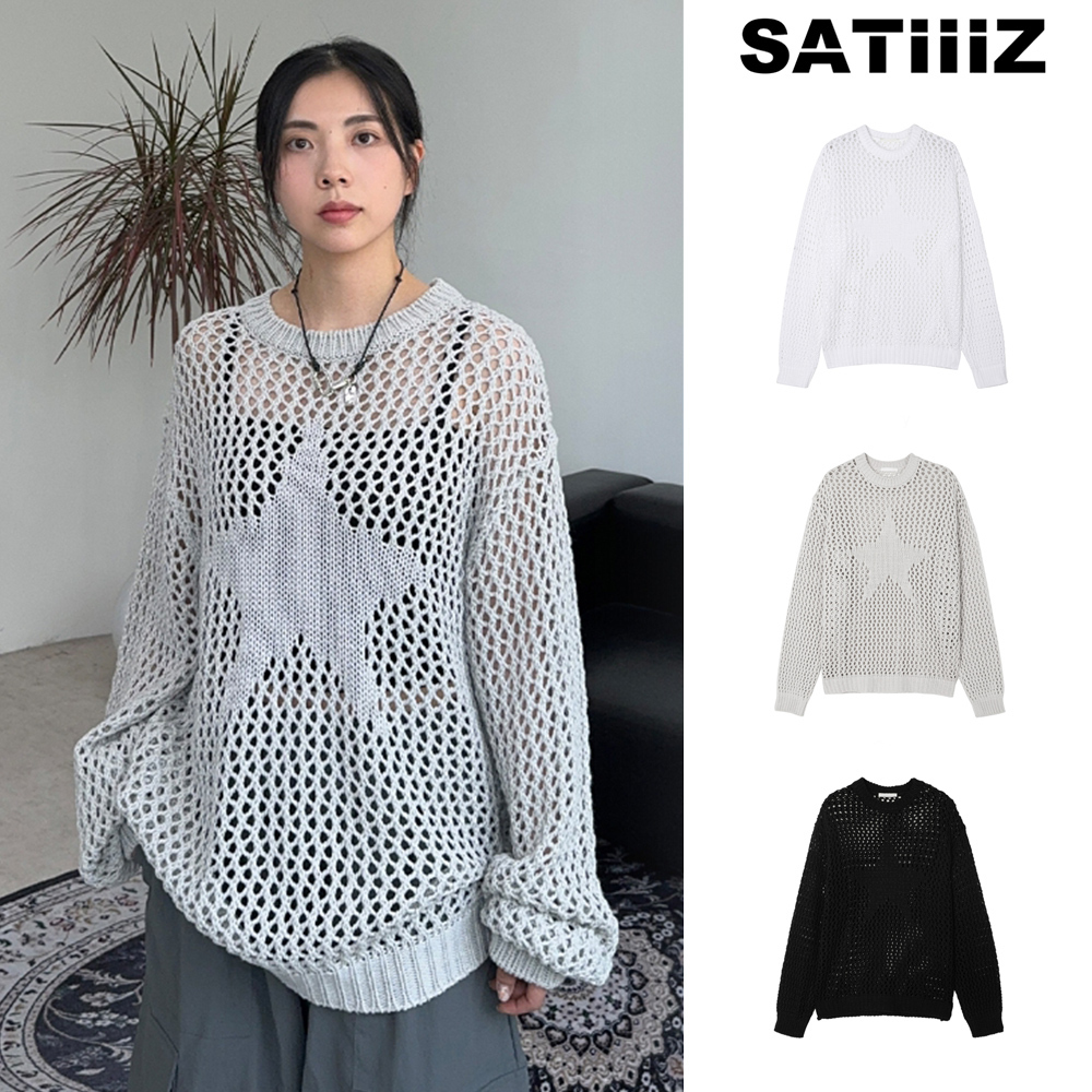 【SATIIIZ】Ilenine Star Mesh Knitwear