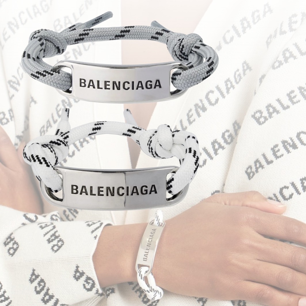 【BALENCIAGA】プレート ブレスレット ロゴ シルバー 送料込