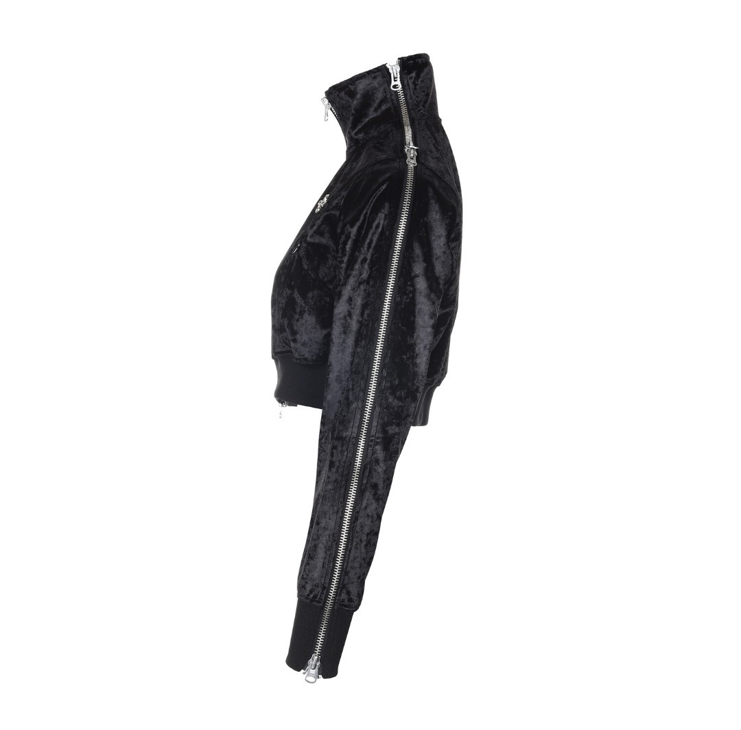 ☆【SURGERY】☆side zip velvet crop track jacke.t 'black'☆