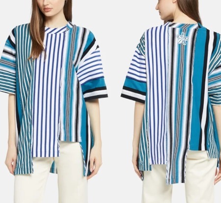 “MARNI” マルチストライプパッチワークTシャツ Blue