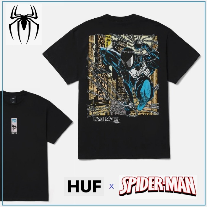 HUF × SpiderMan HANGIN-OUT ロゴ Tシャツ