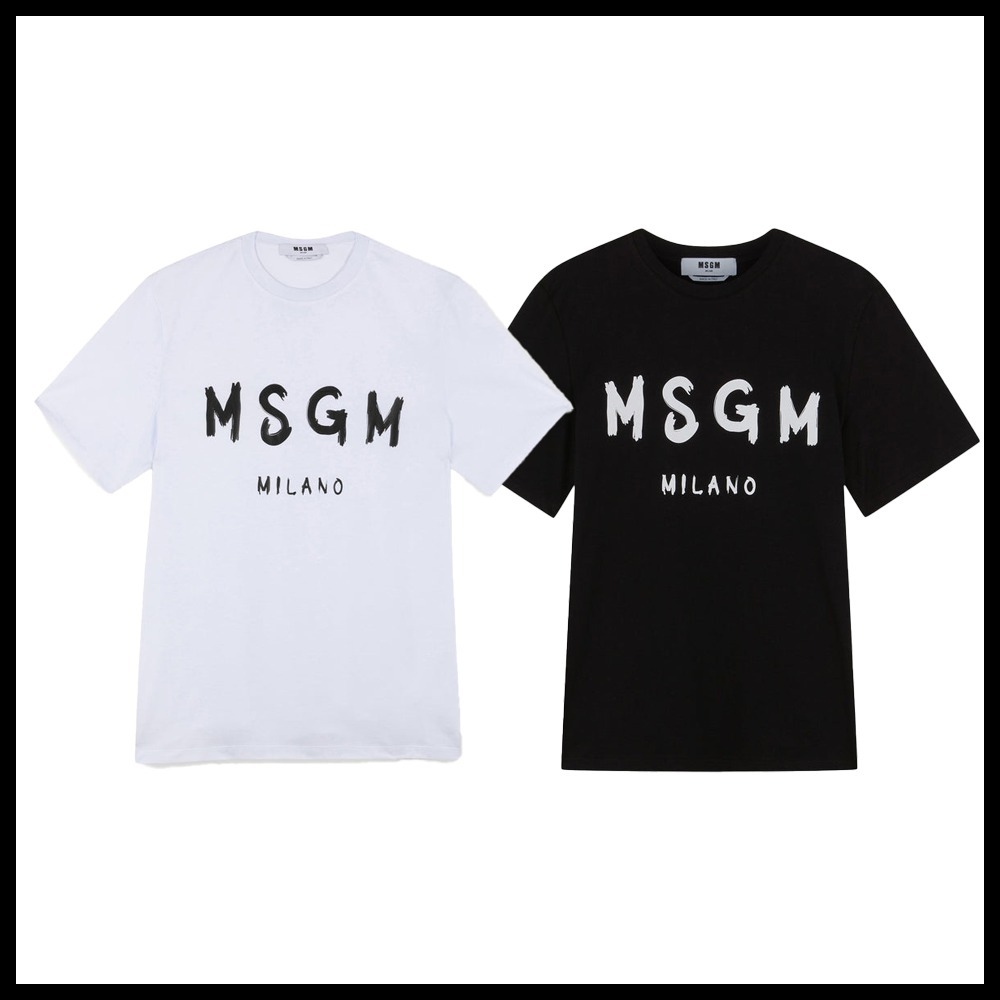 ★MSGM★Cotton T-shirt in solid colour with logo★大人気★