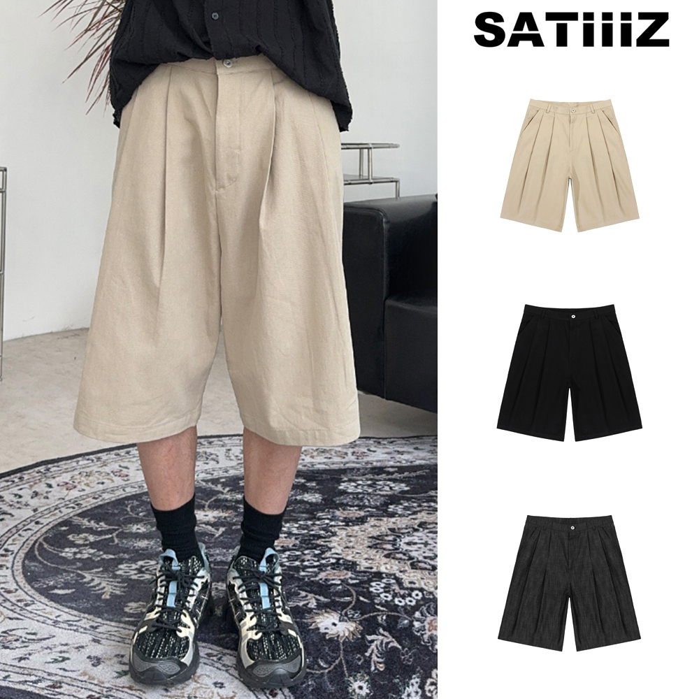 【SATIIIZ】Kaid Pintuck Bermuda Pants
