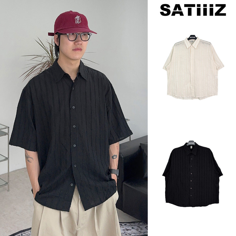 【SATIIIZ】Taan vintage linen short-sleeved shirt
