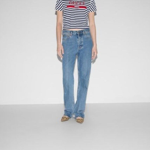 新作【GUCCI】グッチラベル付きデニムパンツ 24AW GUCCI グッチラベル付デニムパンツ ボトムス