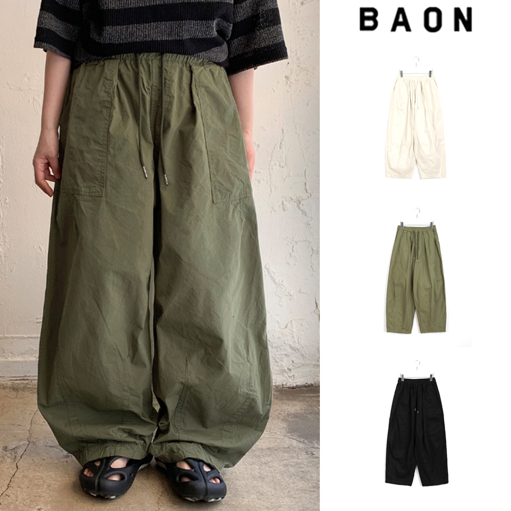 【BAON】[unisex] Tyubi banding balloon wide cotton pants