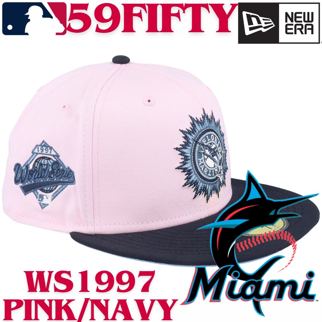 【US限定】NEW ERA 59FIFTY Miami Marlins WS1997 Pink/Navy
