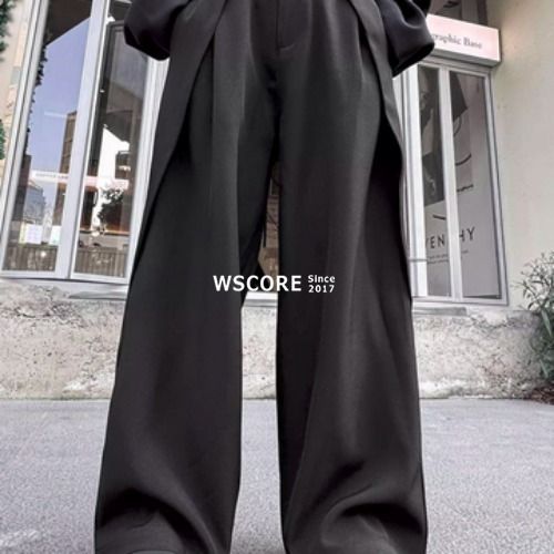 トレンドデザイン メンズ ドレープ ワイドパンツ 韓国 ブラック メンズ スラックス ワイドパンツ ドレープ 白 韓国 (スラックス