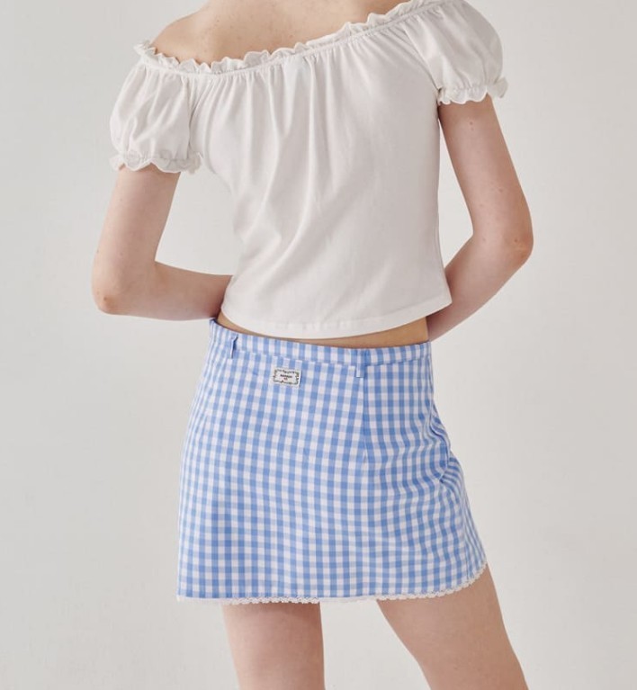 ☆RONRON☆ TORCHON LACE CHECK MINI SKIRT 韓国発 (RONRON/ミニ