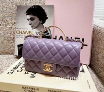 ☆24P 優しいパープル☆【CHANEL】フラップバッグ チェーン シャネル 24P フラップバッグ ハート型ボールチェーン パープル