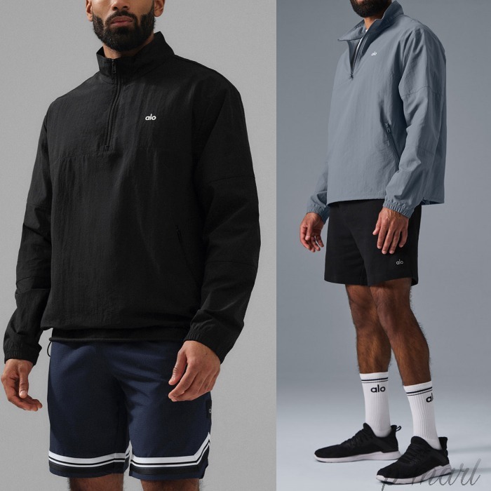 【４色から選べる】Alo Yoga ジップ アルムナイプルオーバー Cropped 1/4 Zip Alumni Pullover - Black | Alo Yoga