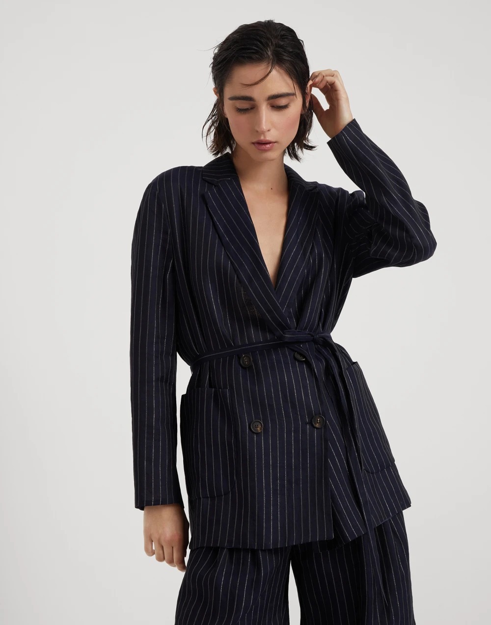 《送料無料》 BRUNELLO CUCINELLI gauze jacket w belt & monili