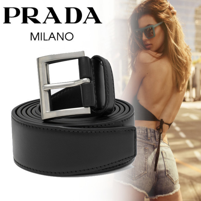 正規店買付【PRADA】ブラック レザー ベルト