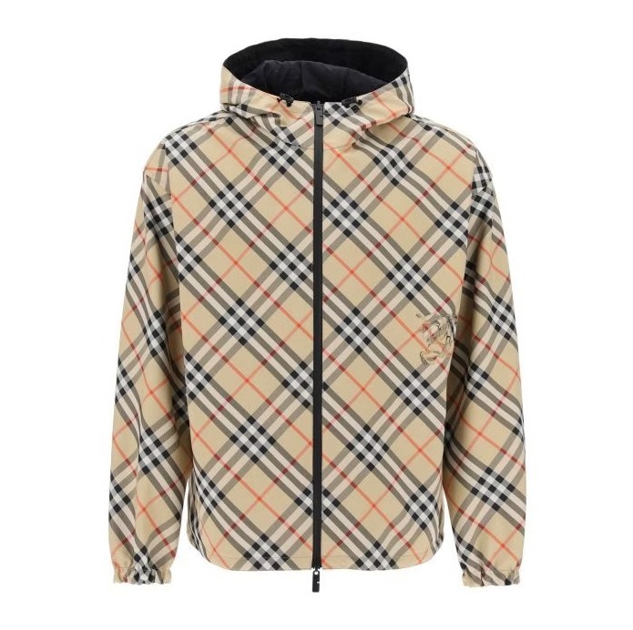国内発 BURBERRY リバーシブルチェックフード長袖ジャケット
