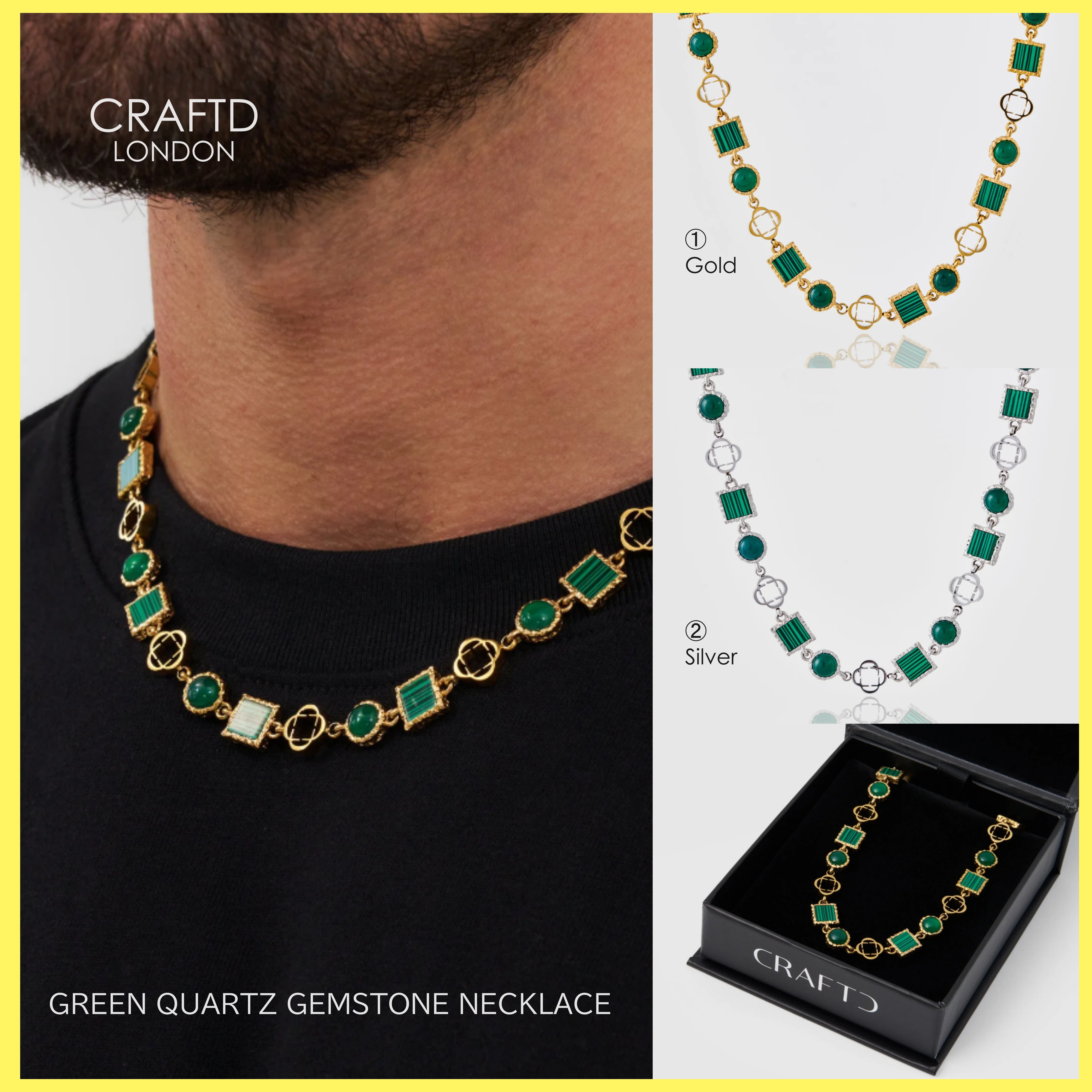 【CRAFTD London】GREEN QUARTZ GEMSTONE NECKLACE (2色) ♪