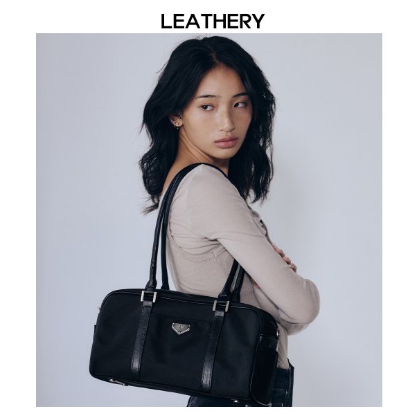 LEATHERY★Boston nylon shoulder bag