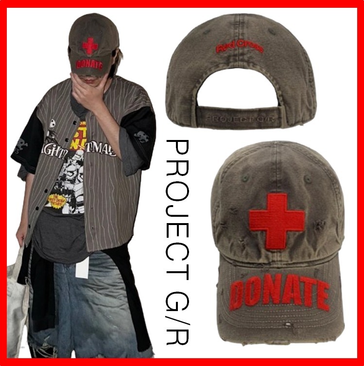 ★人気★【Project G/R】★Red Cross Donate Cap Washed Brown★