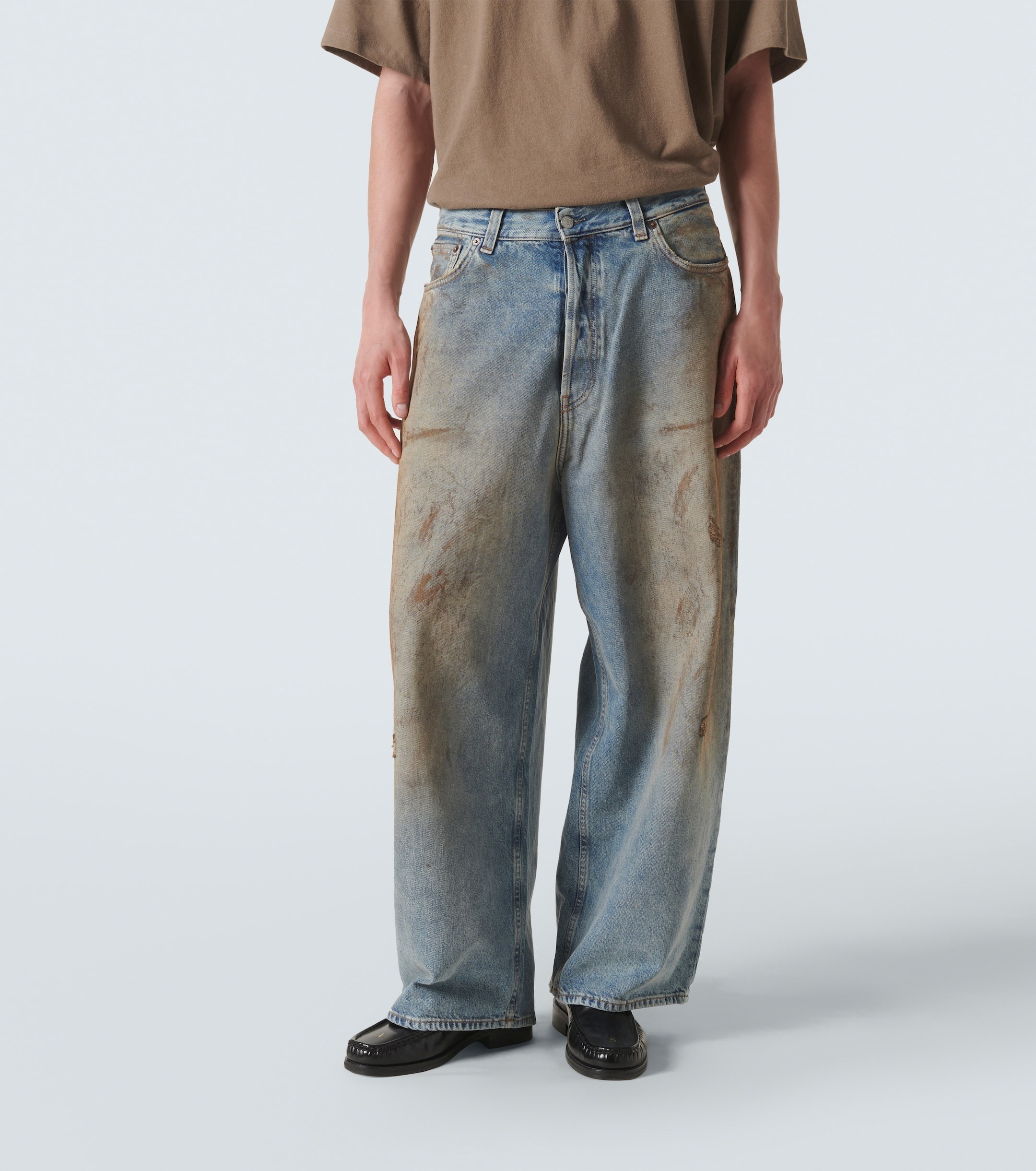 Acne Studios】ローライズ ダメージ ワイドレッグ ジーンズ