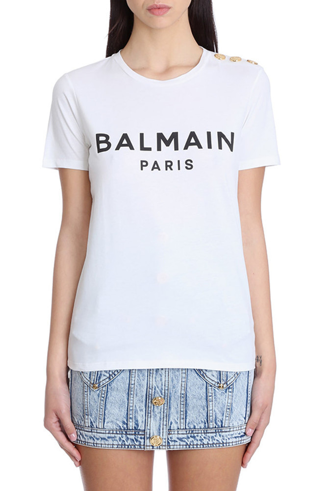 ★BALMAIN LOGO THIRT ショルダーボタン ロゴ Tシャツ