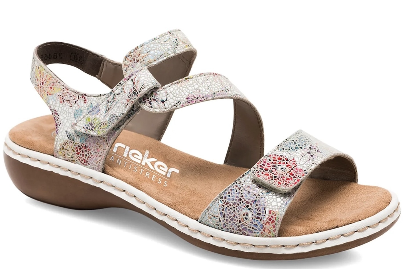 RIEKER サンダル ホワイト シルバー ストラップ ベルクロ