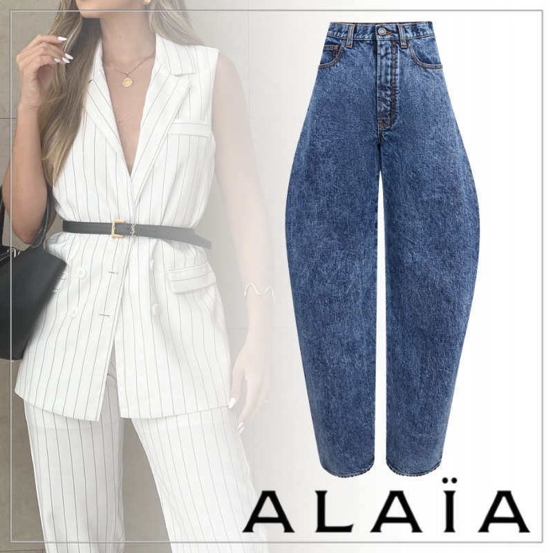 【大注目】ALAIA◆ラウンド デニムパンツ ジーンズ ハイウエスト