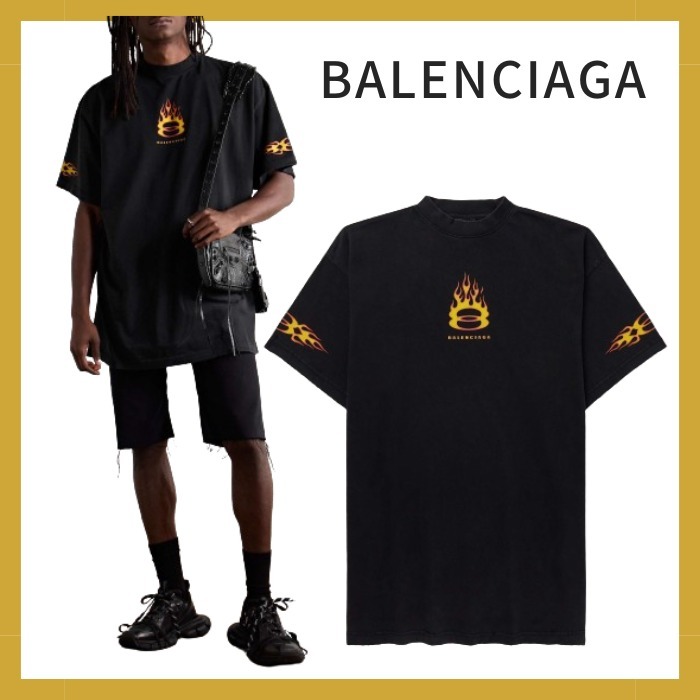 BALENCIAGA】オーバーサイズ☆ダメージ＆ロゴ コットンTシャツ